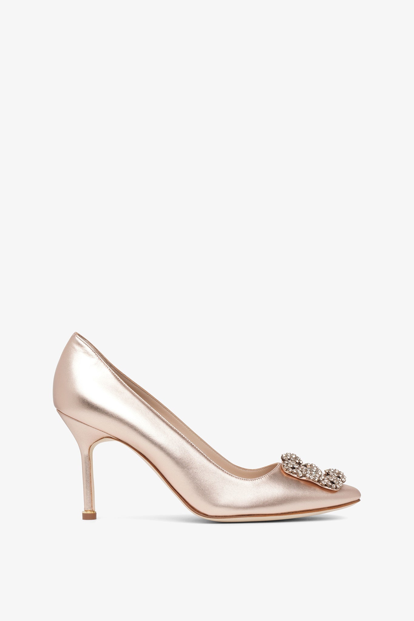 Manolo Blahnik | Hangisi 90 rose gold metallic nappa pumps