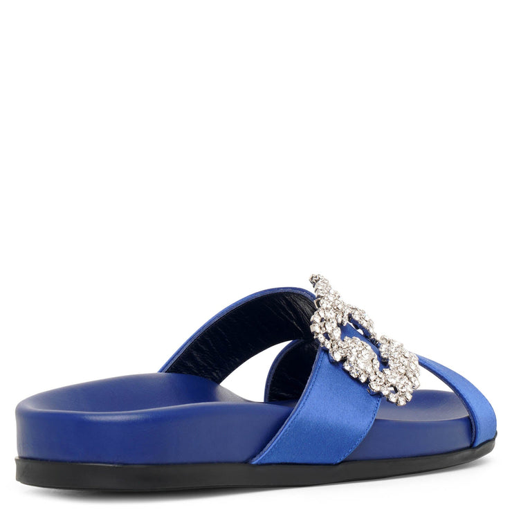 Chilanghi blue satin flat sandals