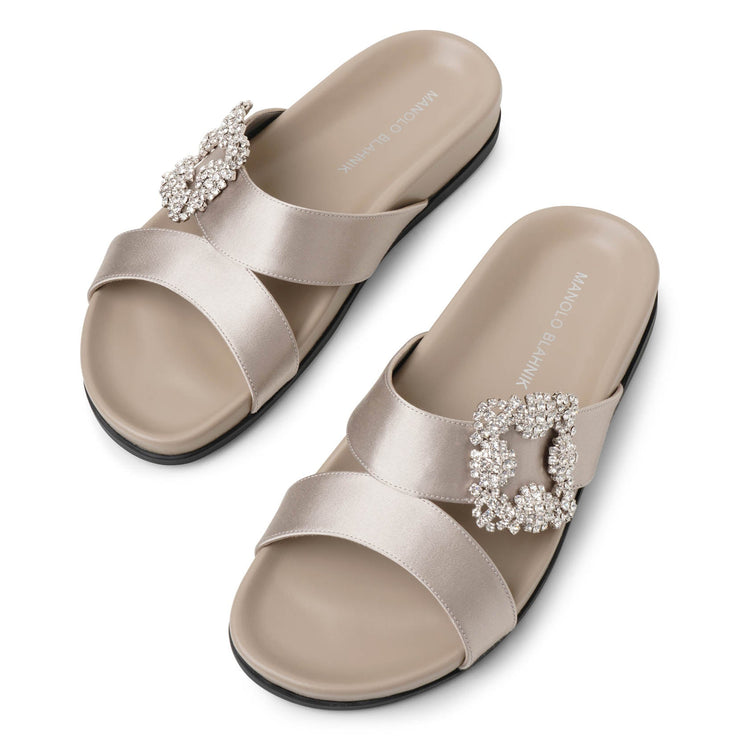 Chilanghi grey satin flat sandals