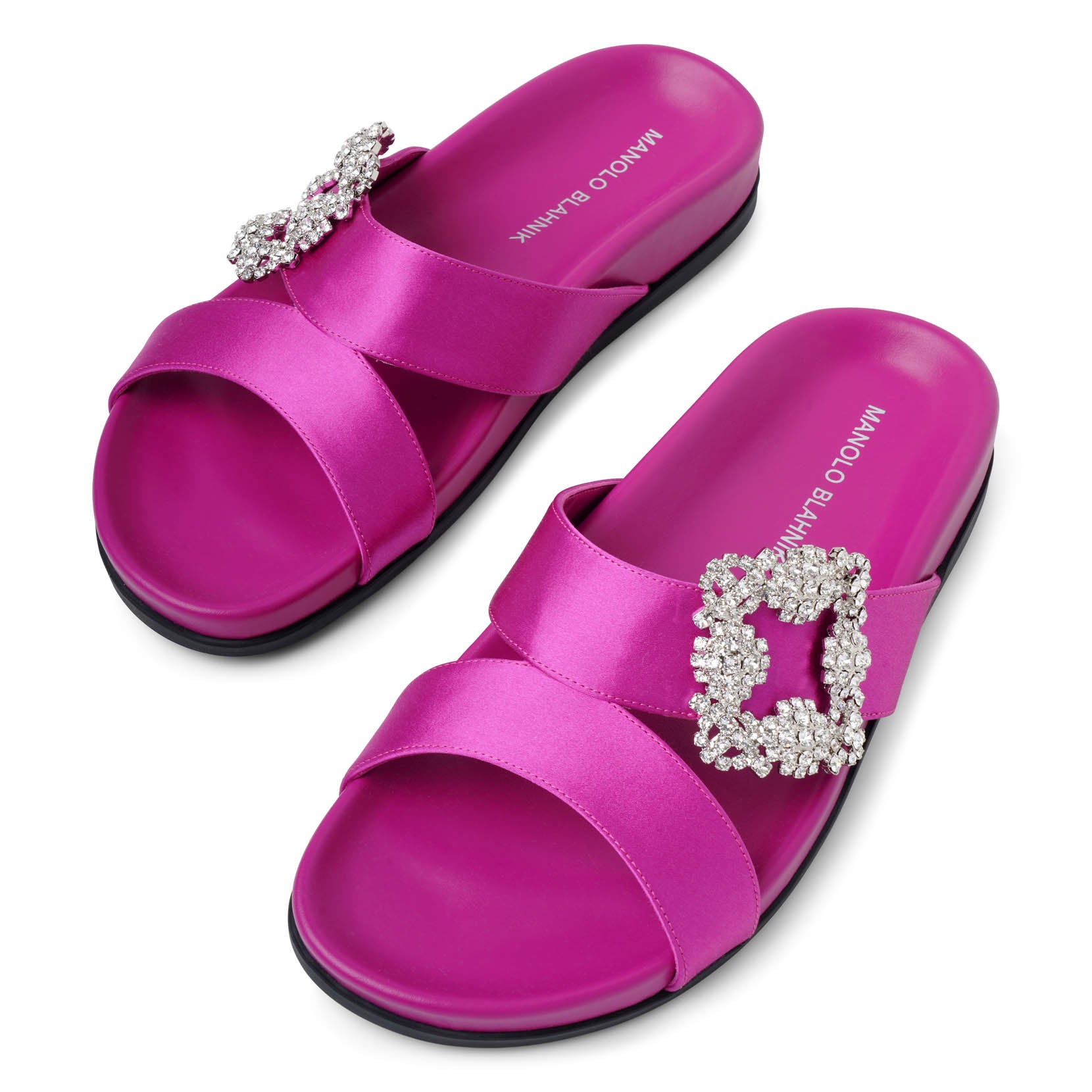 Manolo Blahnik | Chilanghi pink satin flat sandals | Savannahs