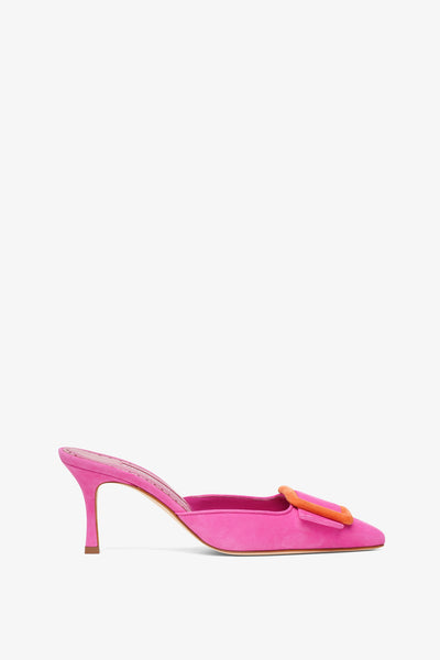 Maysalebi 70 pink suede mules