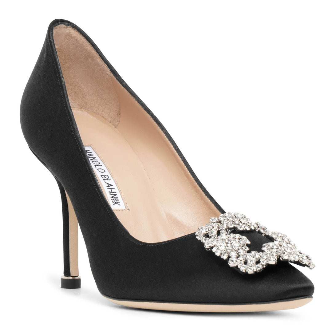 Manolo Blahnik | Hangisi 90 black satin pumps | Savannahs