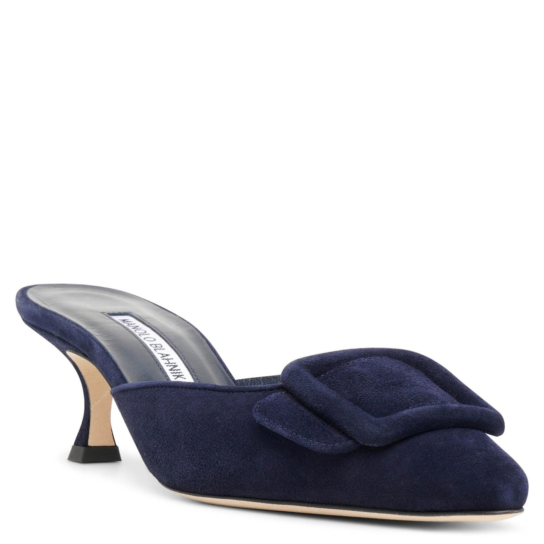 新品Manolo Blahnik Maysale 50mm ネイビー36 Manolo Blahnik | Maysale 50 navy suede mules | Savannahs