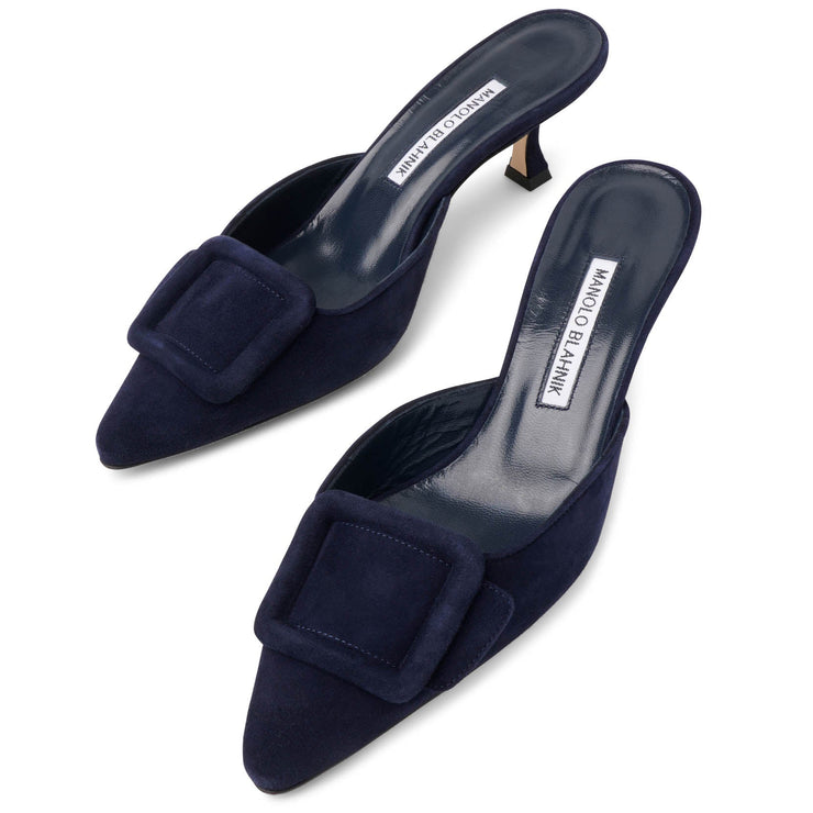 Maysale 50 navy suede mules