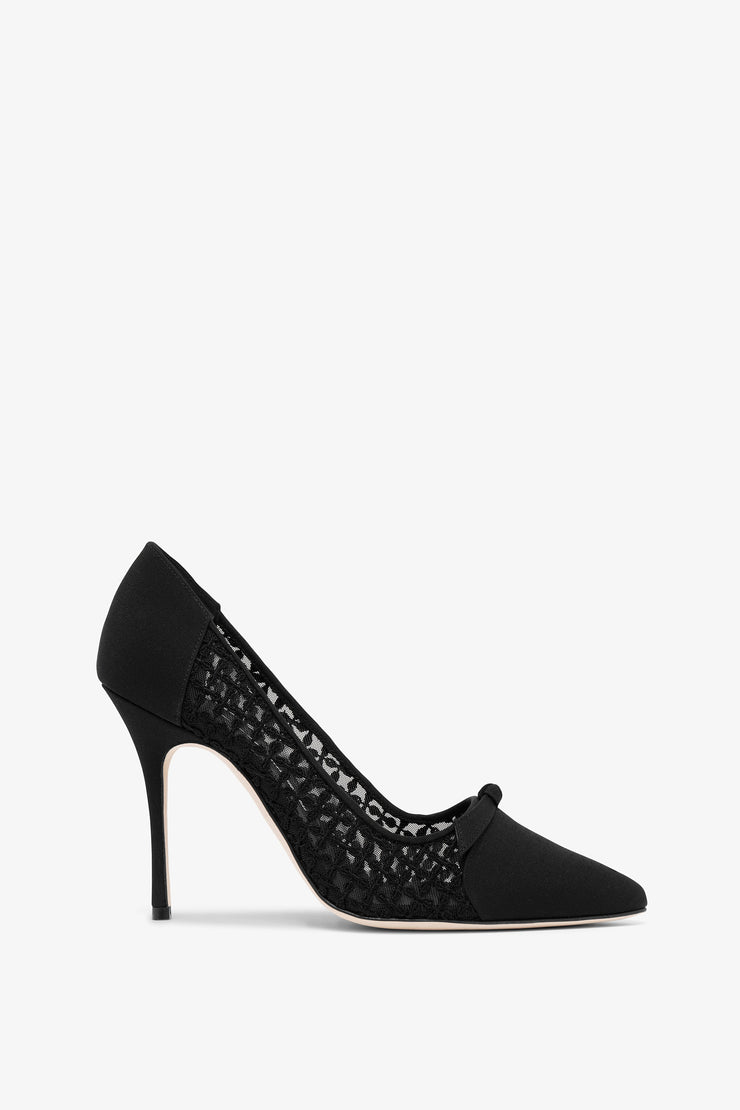 Riniala 105 black mesh bow pumps