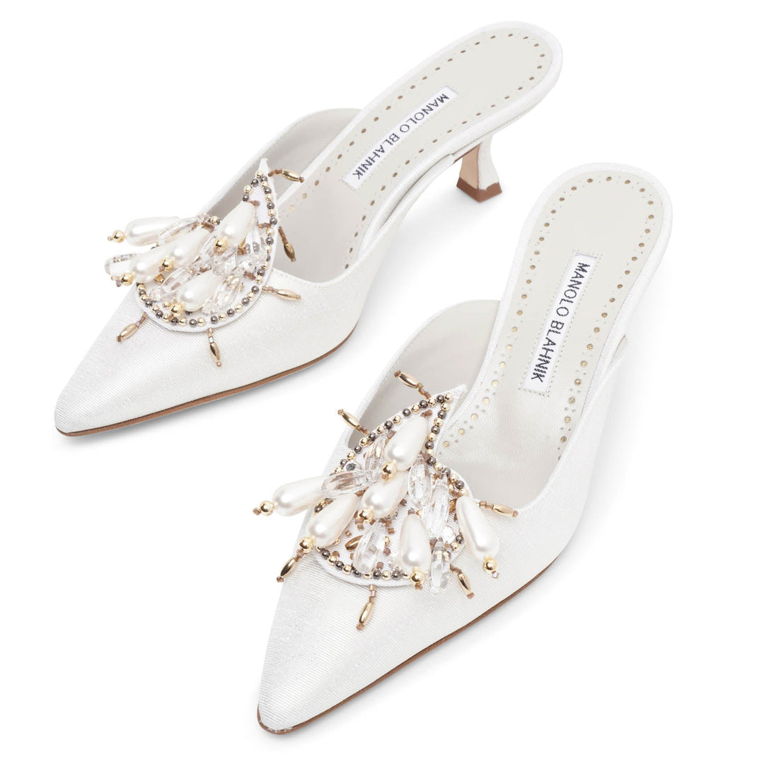 [MANOLO BLAHNIK] ORIENTALIA 50 パンプス Manolo Blahnik | Orientalia 50 silver mules | Savannahs