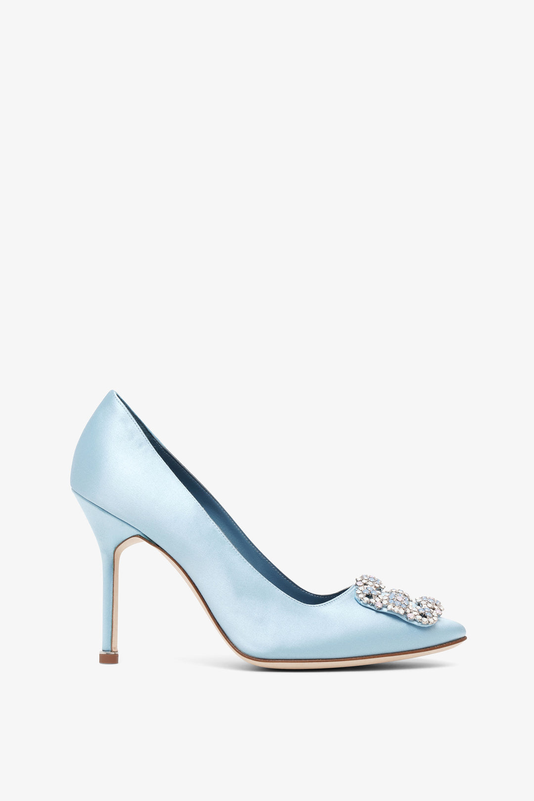 Manolo Blahnik Hangisi 105 light blue satin pumps Savannahs