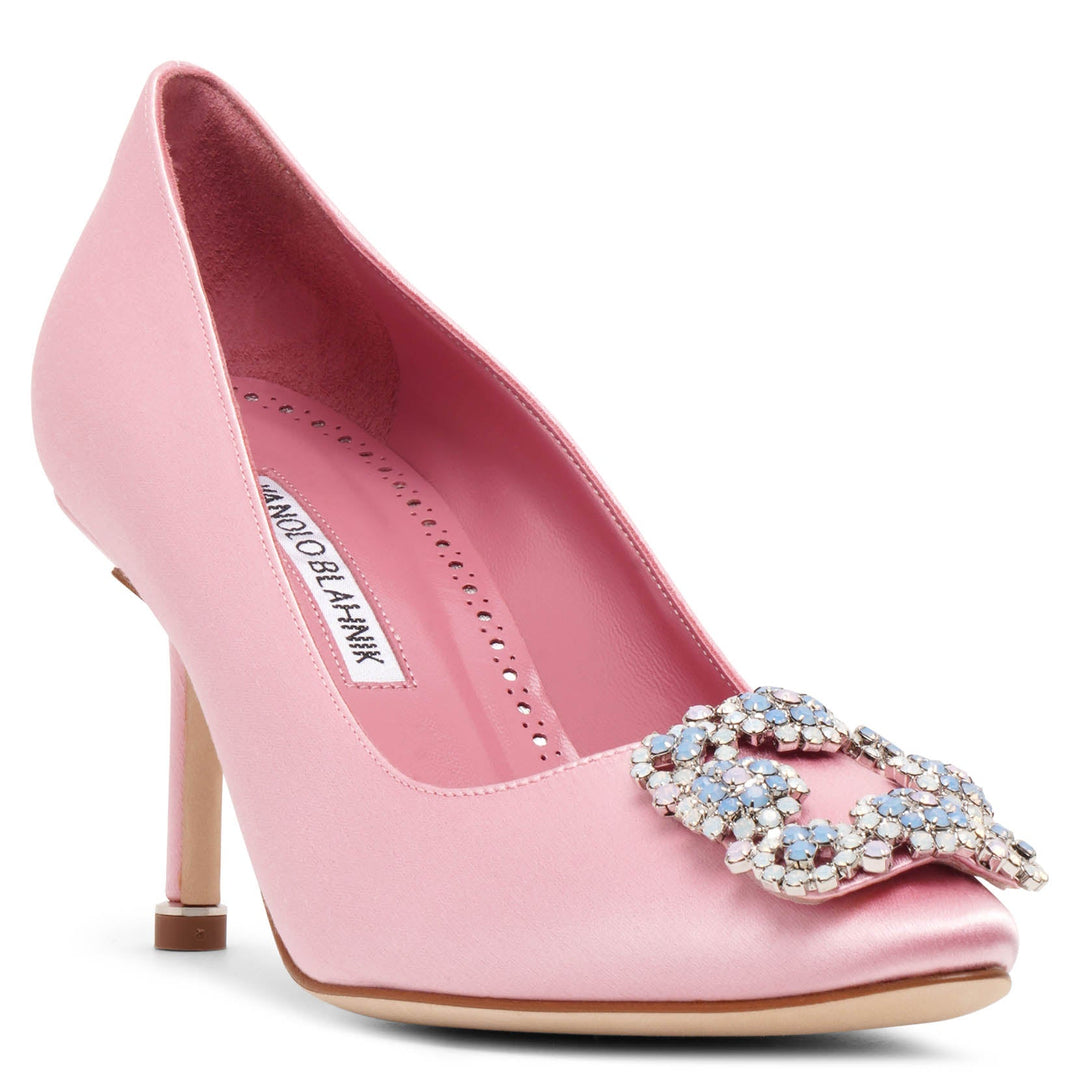 Manolo Blahnik | Hangisi 70 light pink satin pumps | Savannahs