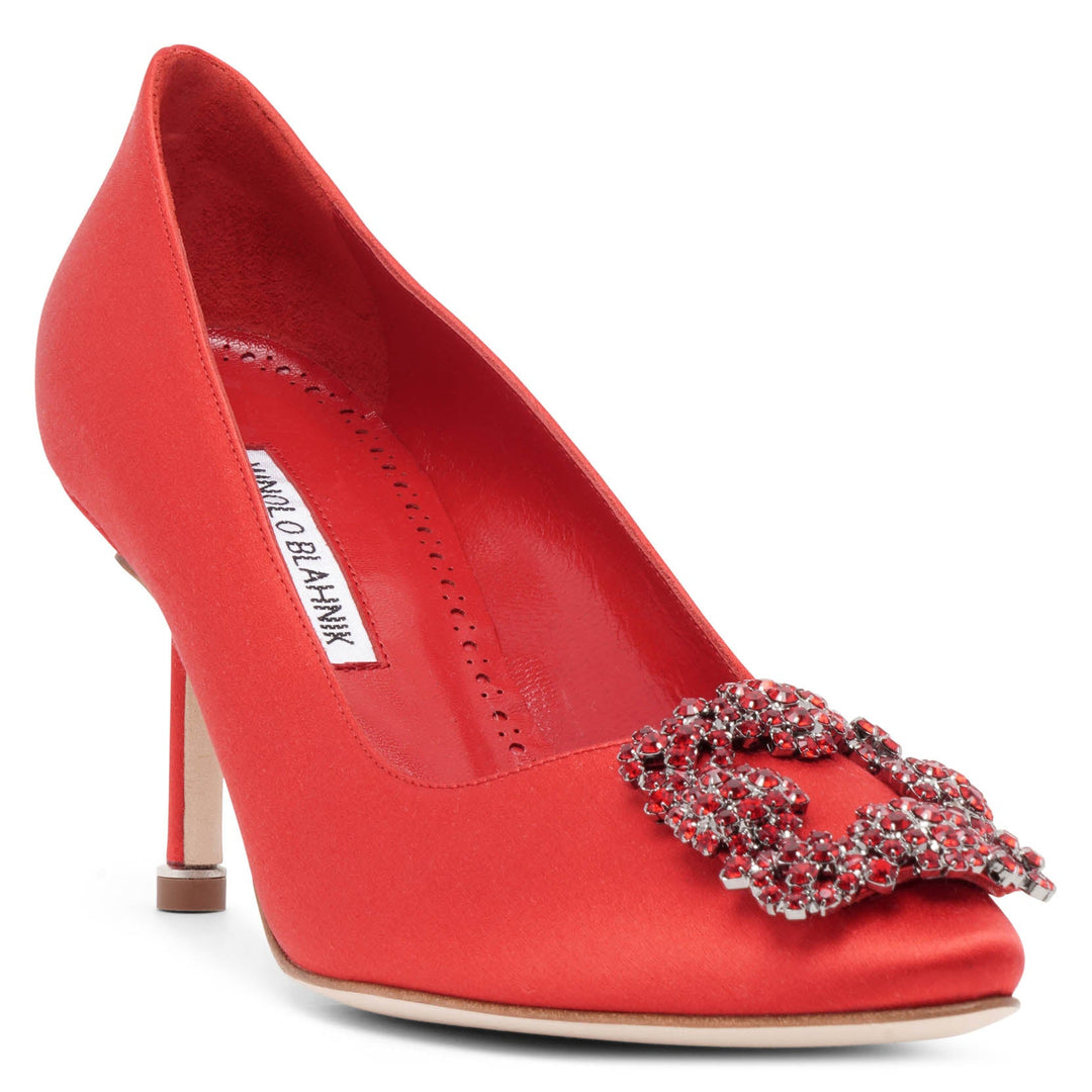 Manolo Blahnik | Hangisi 70 red satin pumps | Savannahs