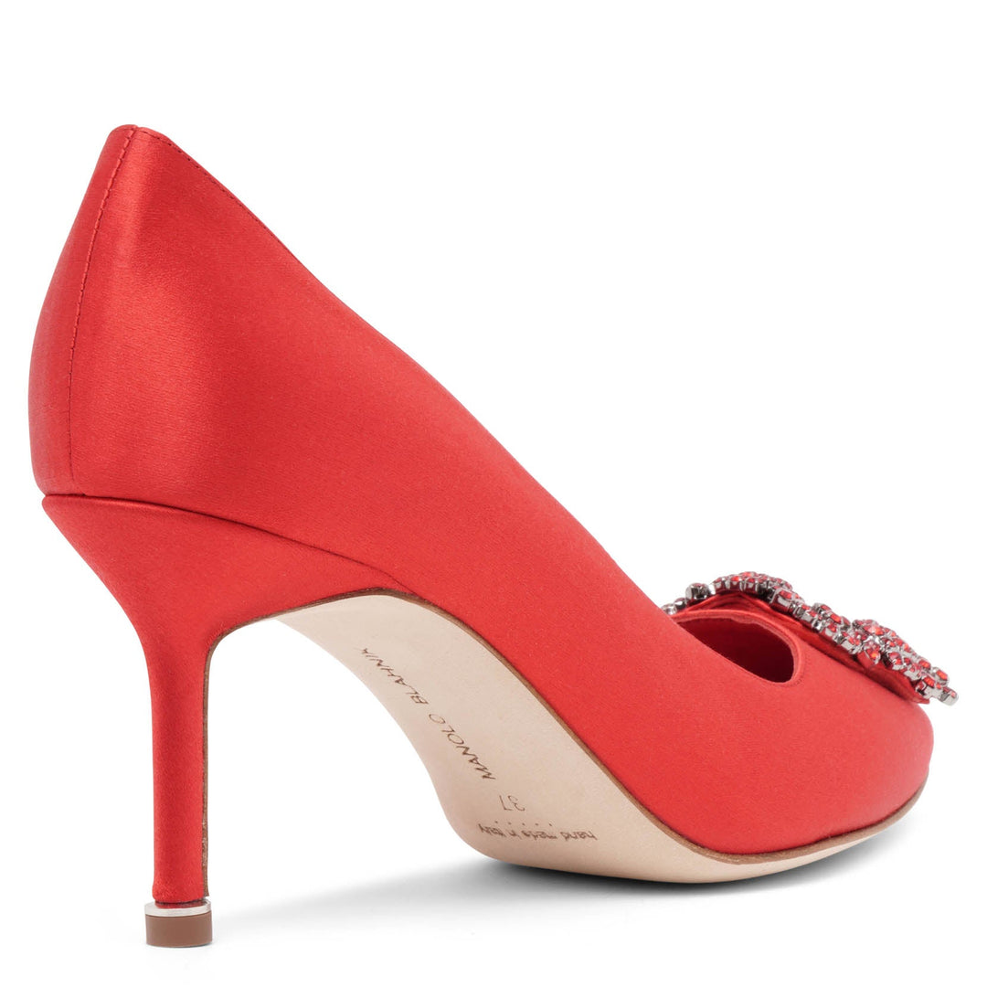 Manolo Blahnik | Hangisi 70 red satin pumps | Savannahs