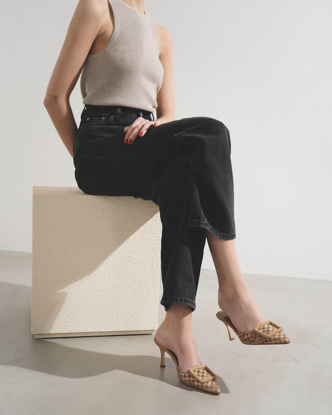 Manolo Blahnik | Maysalebi 70 beige mesh mules | Savannahs Manolo Blahnik | Maysalebi 70 beige mesh mules | Savannahs