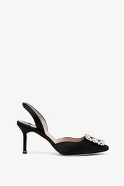 Hangisli 70 black satin slingbacks