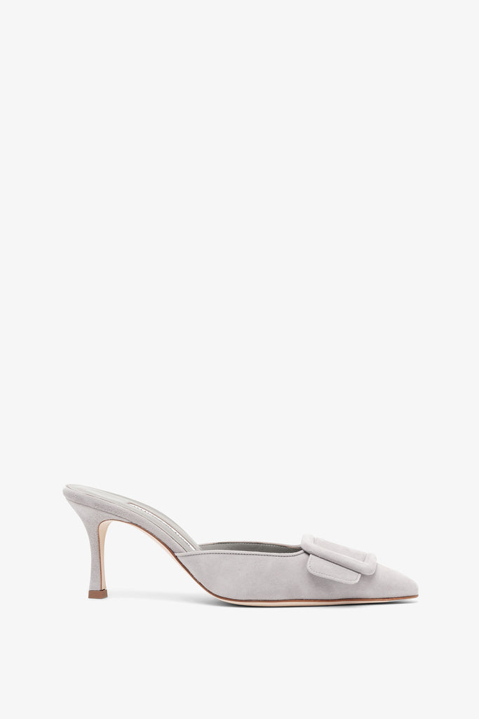 Manolo Blahnik | Maysale 70 light grey suede mules | Savannahs