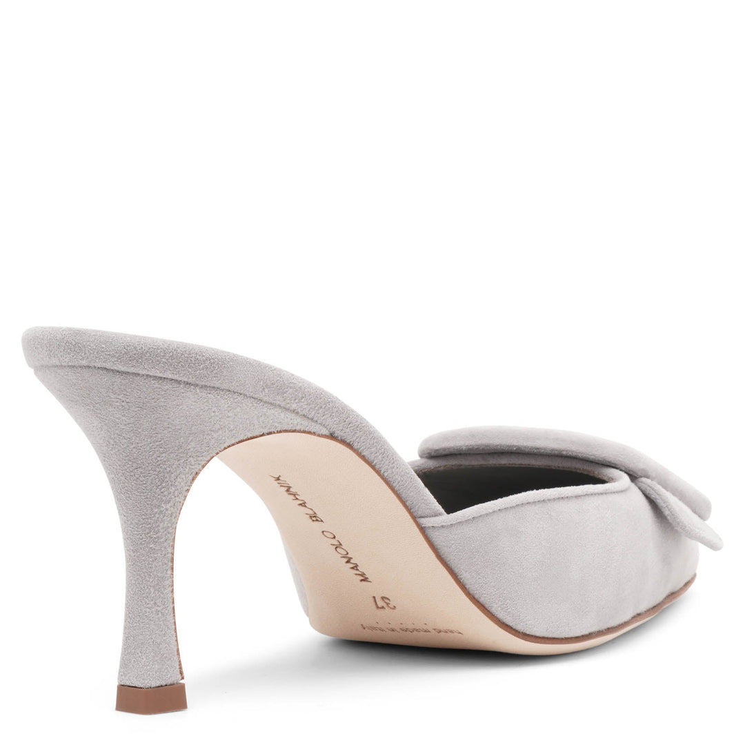 Manolo Blahnik Maysale 70 light grey suede mules Savannahs