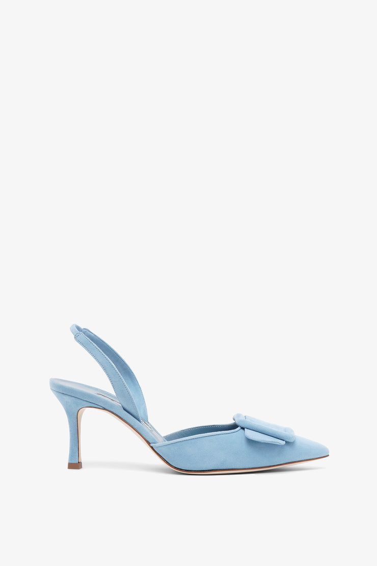 Manolo Blahnik | Maysli 70 light blue suede slingbacks | Savannahs