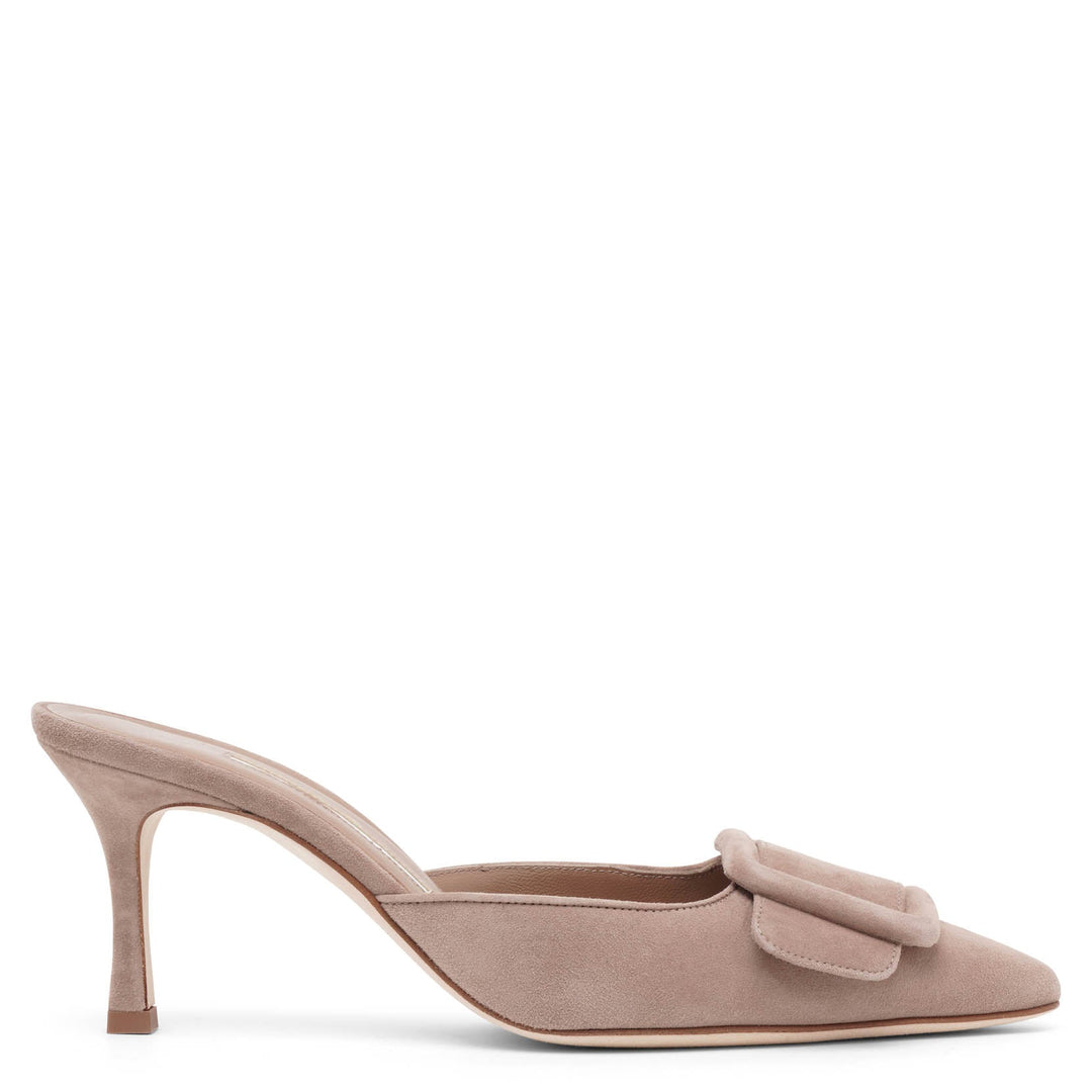 Manolo Blahnik | Maysale 70 beige suede mules | Savannahs