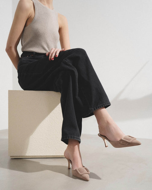 Manolo Blahnik Maysale 70 beige suede mules Savannahs