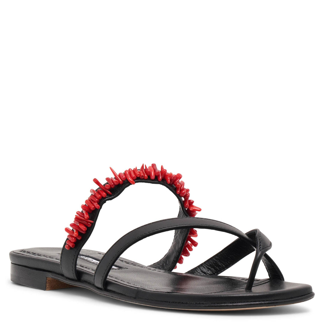 Manolo Blahnik | Corasu black and red flats | Savannahs