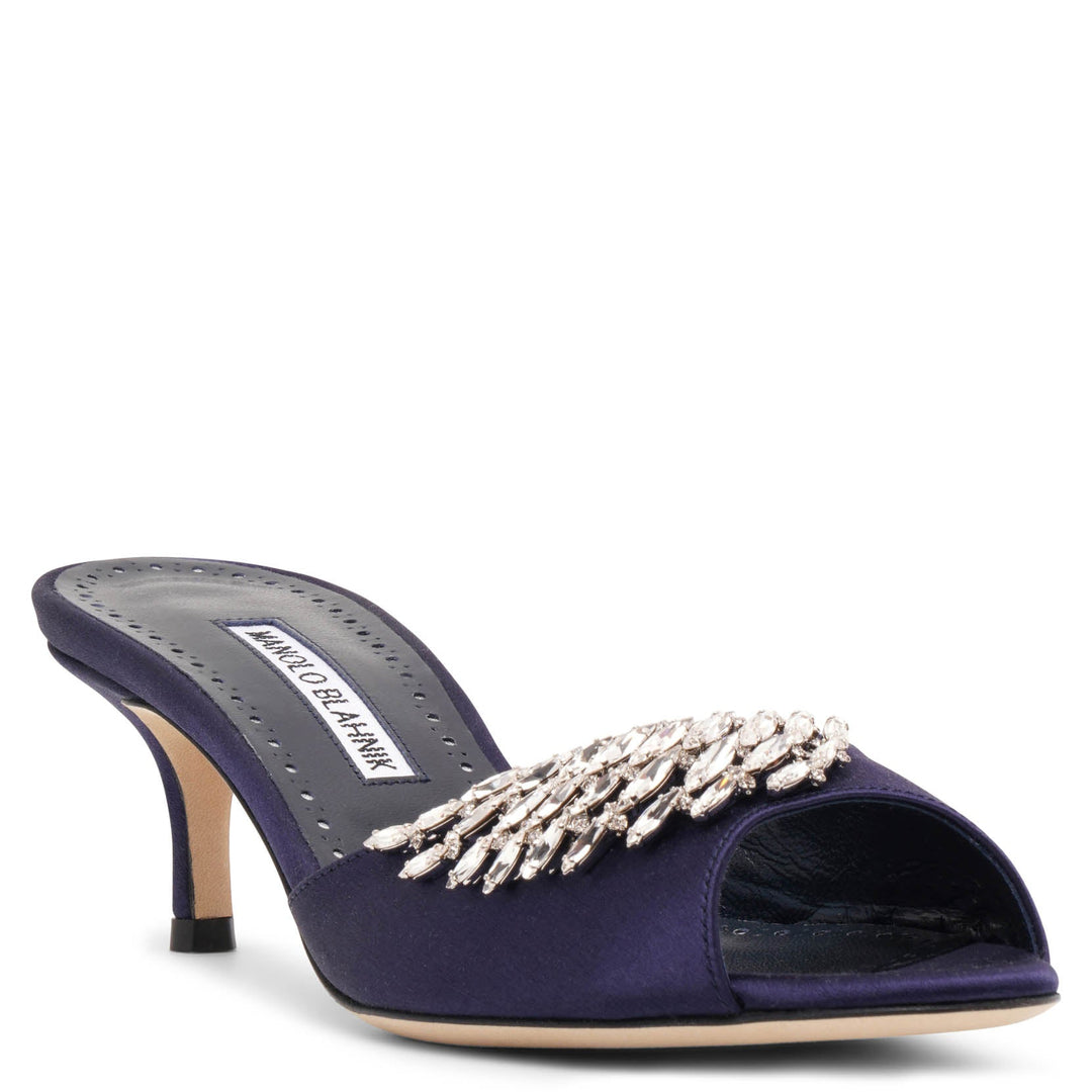 く日はお得♪ | Blahnik Manolo Lumada Savannahs | mules satin navy 50 靴