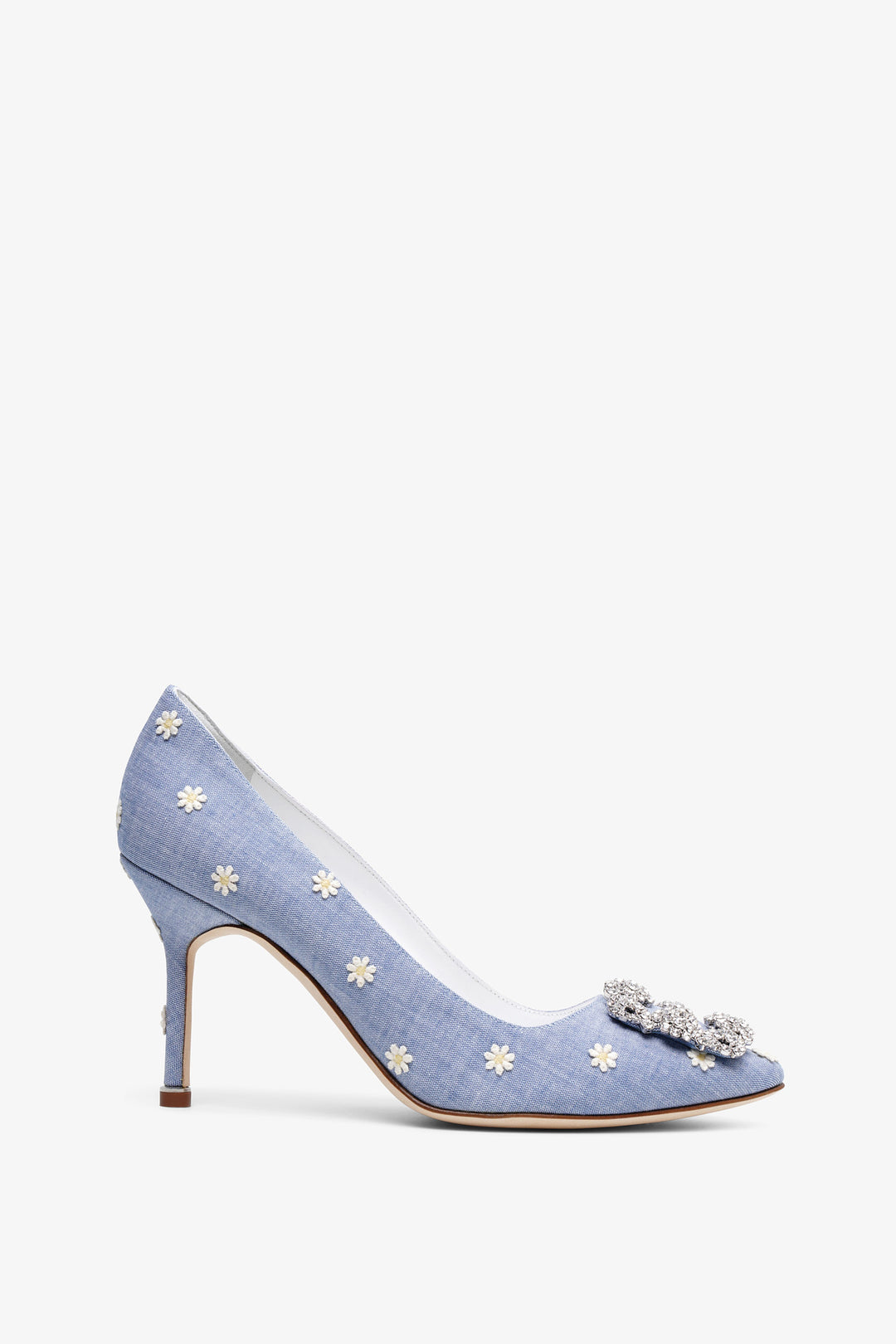 Manolo blahnik Galopmod selling Embroidered-Denim Pumps