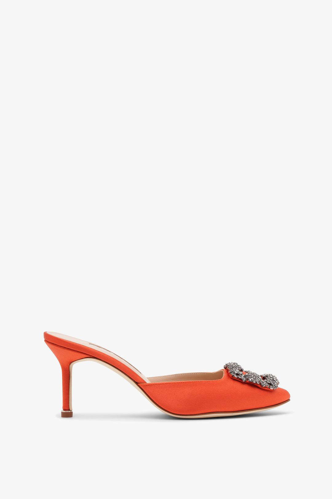 Manolo Blahnik | Hangisimu 70 coral satin mules | Savannahs