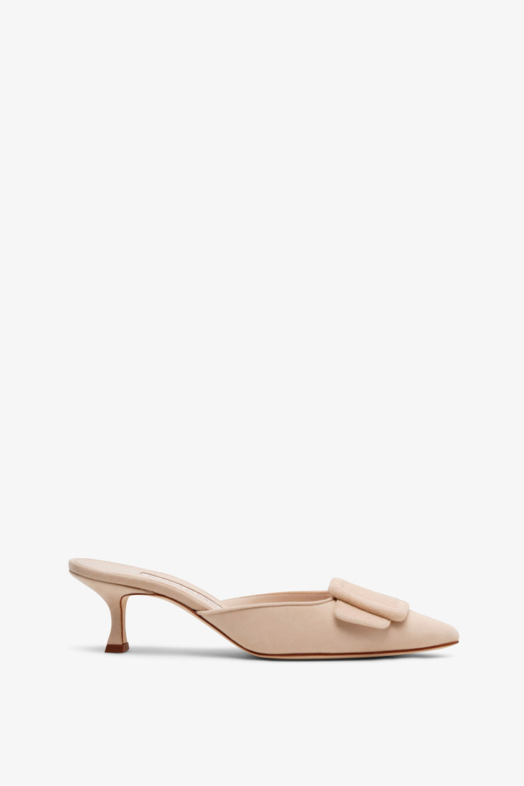 Maysale 50 beige suede mules