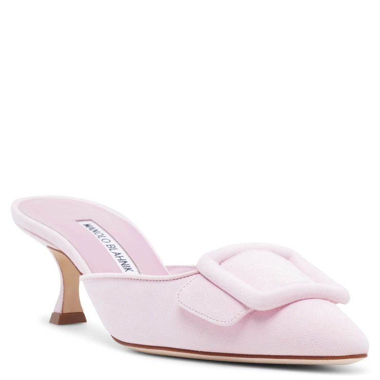 Maysale 50 pink suede mules