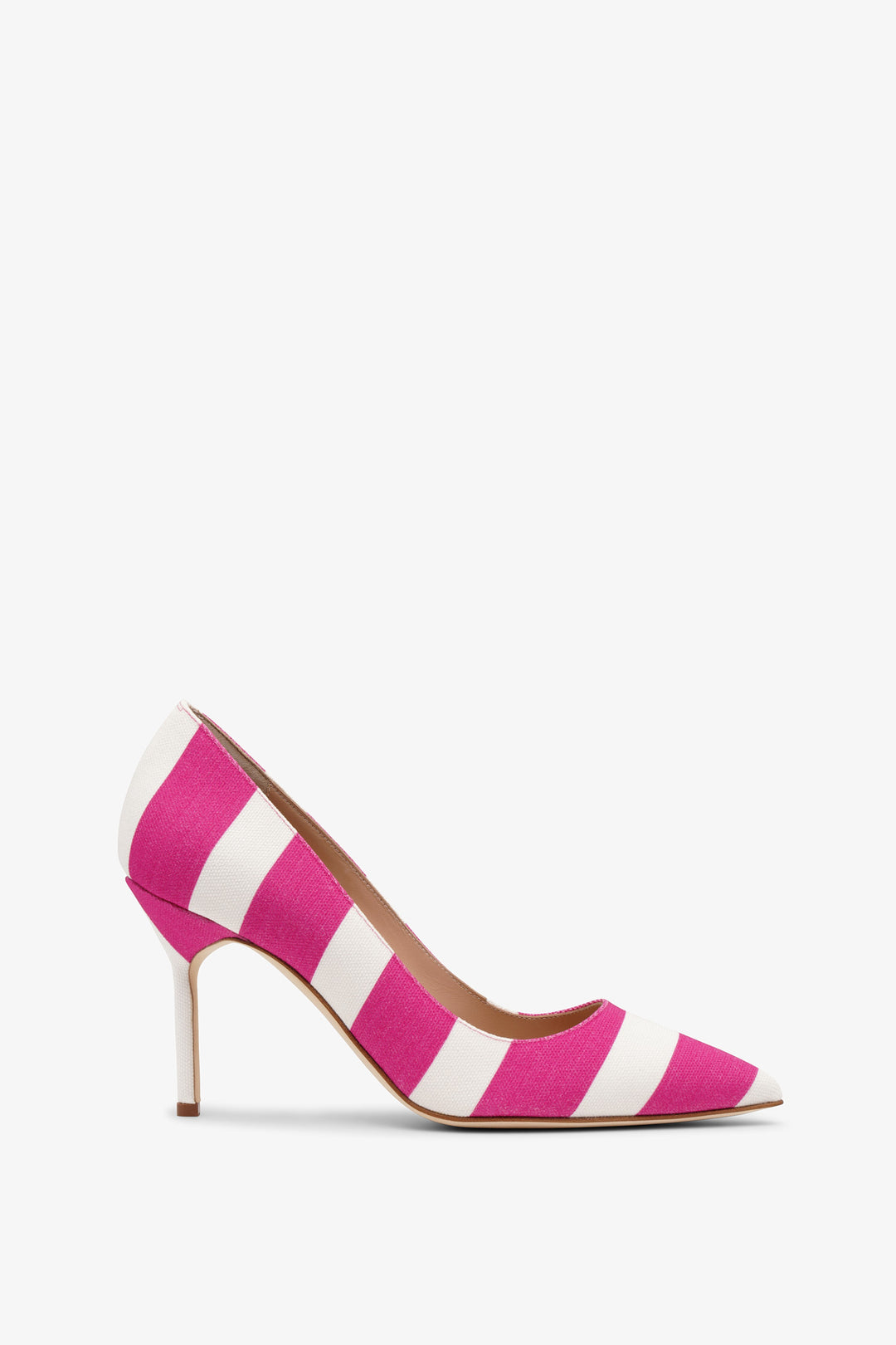 Manolo Blahnik BB 90 pink stripe cotton pumps Savannahs