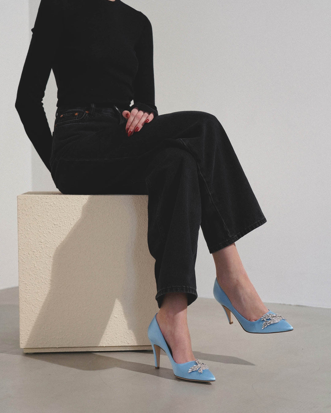 パンプス Manolo Blahnik Palos 090 Pump Blue Manolo Blahnik | Palos 90 light blue satin pumps | Savannahs