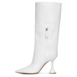 Rain white leather boots