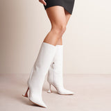Rain white leather boots