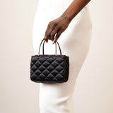 Betty black satin tote bag