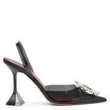 Begum sling crystal embellished black pvc pumps