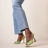 Caroline 95 green crystal mules