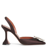 Begum sling 95 dark brown satin pumps