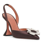 Begum sling 95 dark brown satin pumps