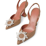Begum sling 95 beige canvas pumps