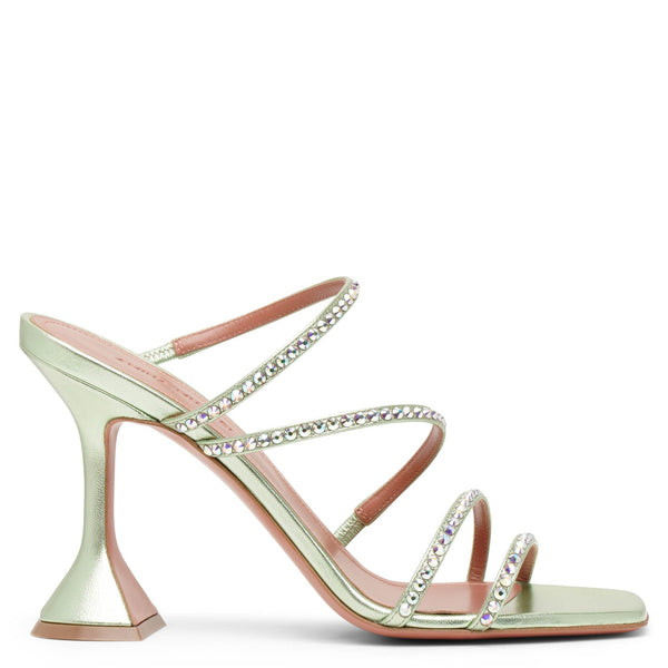 Amina Muaddi | Naima 95 mint crystal sandals | Savannahs