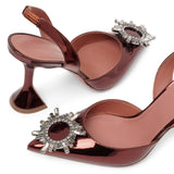 Begum sling 95 brown metallic patent pumps