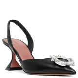 Begum sling 70 crystal embellished black leather pumps