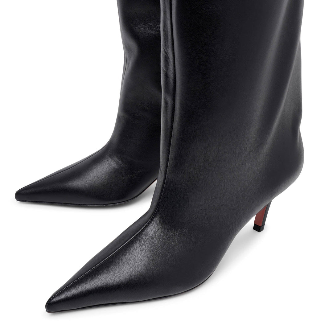 AMINA MUADDI FIONABOOTPATENTPETROL 関税送料込 Amina Muaddi Fiona Black Patent Leather High Heel Boots
