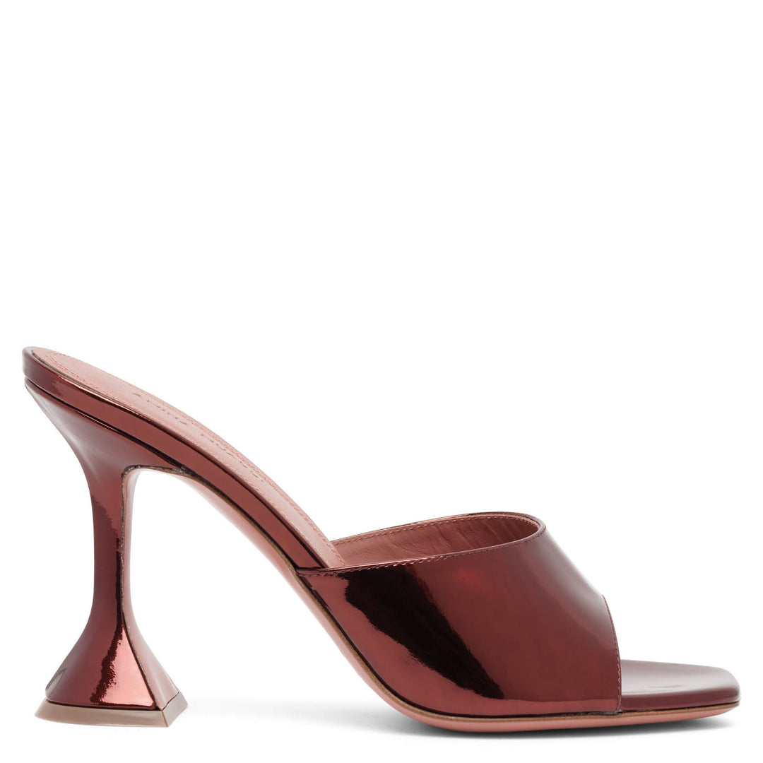 Amina Muaddi | Lupita 95 brown metallic patent mules | Savannahs
