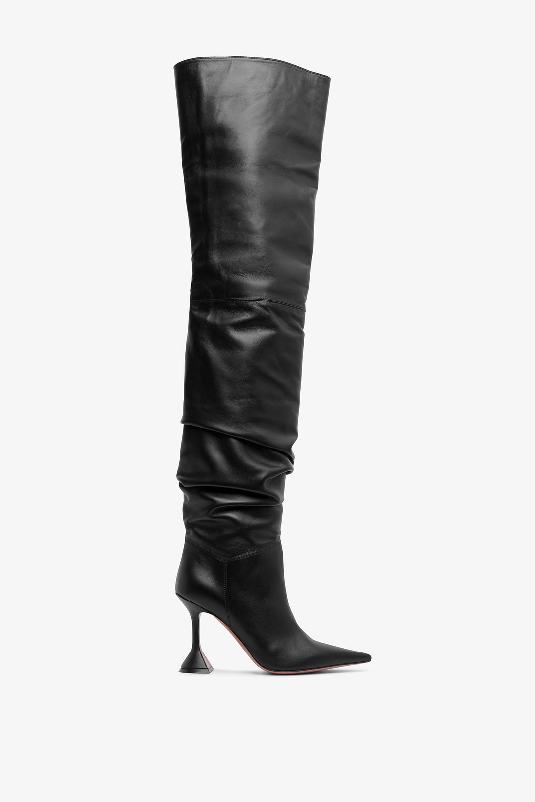 Amina Muaddi | Olivia 95 black leather over knee boots