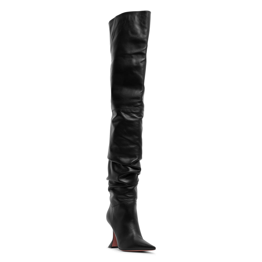Amina Muaddi | Olivia 95 black leather over knee boots Amina Muaddi | Olivia 95 black leather over knee boots