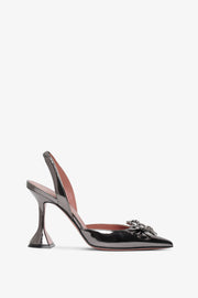 Rosie sling 95 dark grey mirror patent pumps