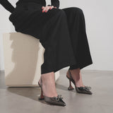 Rosie sling 95 dark grey mirror patent pumps