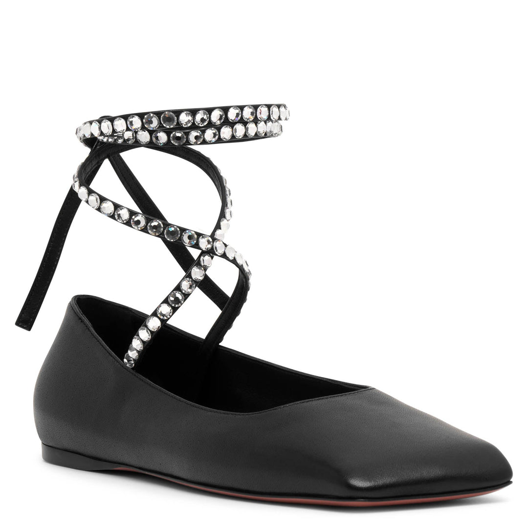 フラットシューズ Amina Muaddi Camelia Ballerinas In Black Hammered Leather Amina Muaddi Camelia Ballerinas In Black Hammered Leather