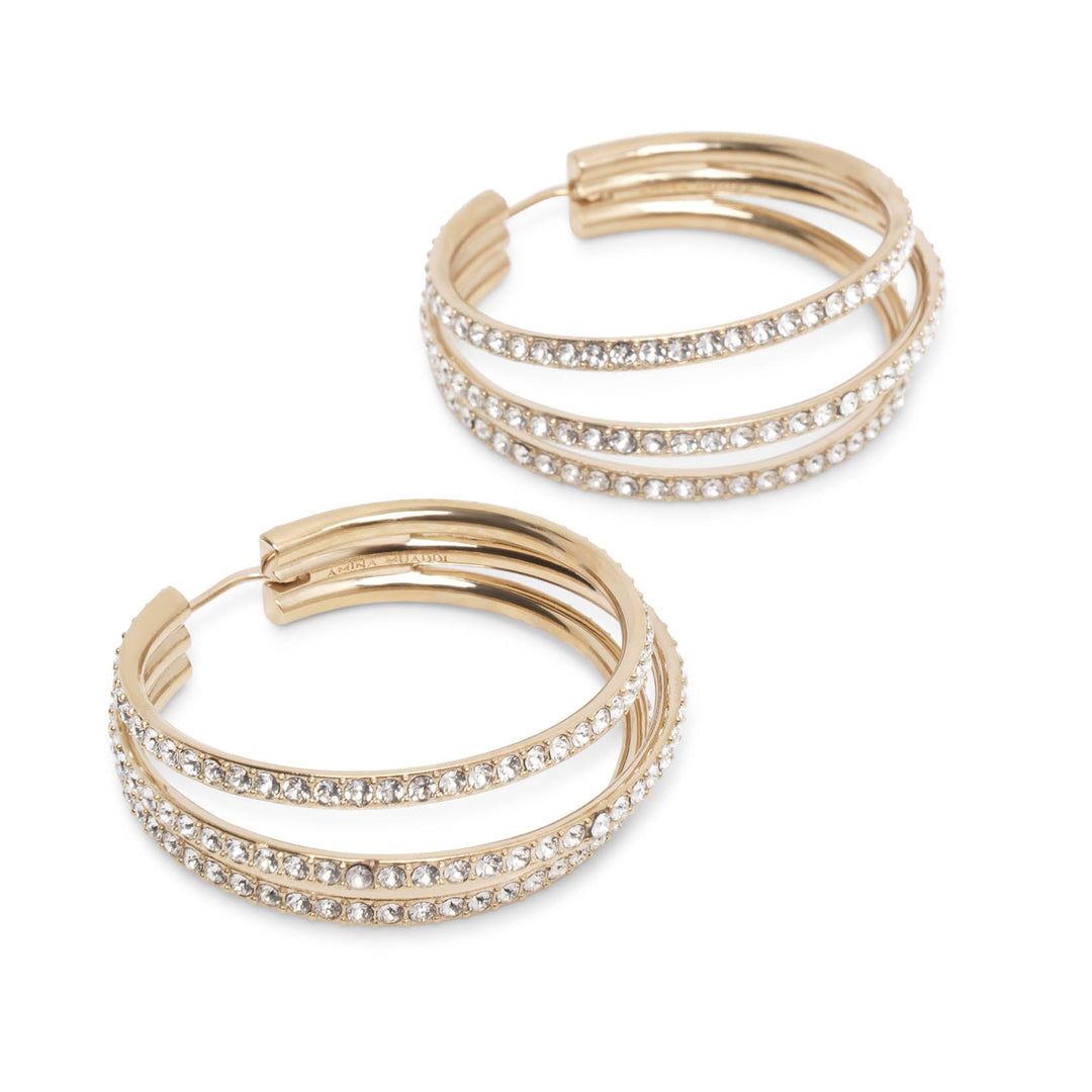 Amina Muaddi | Vittoria hoop white and gold crystal earrings