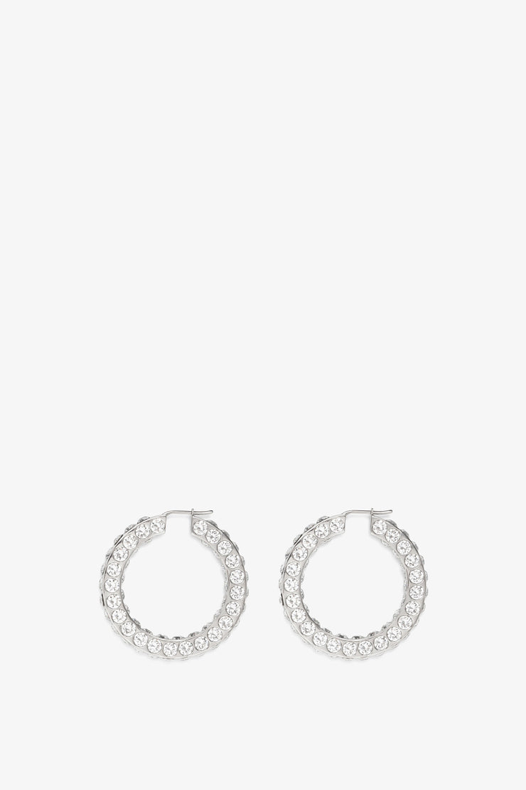 Jah hoop big white and silver crystal earrings