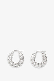 Jah hoop small white and silver crystal earrings